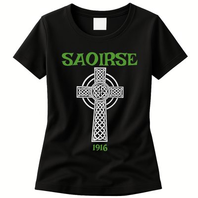 Saoirse Meaning Freedom Irish Republican With Celtic Cross Womens T-Shirt