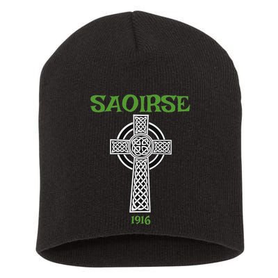 Saoirse Meaning Freedom Irish Republican With Celtic Cross Short Acrylic Beanie
