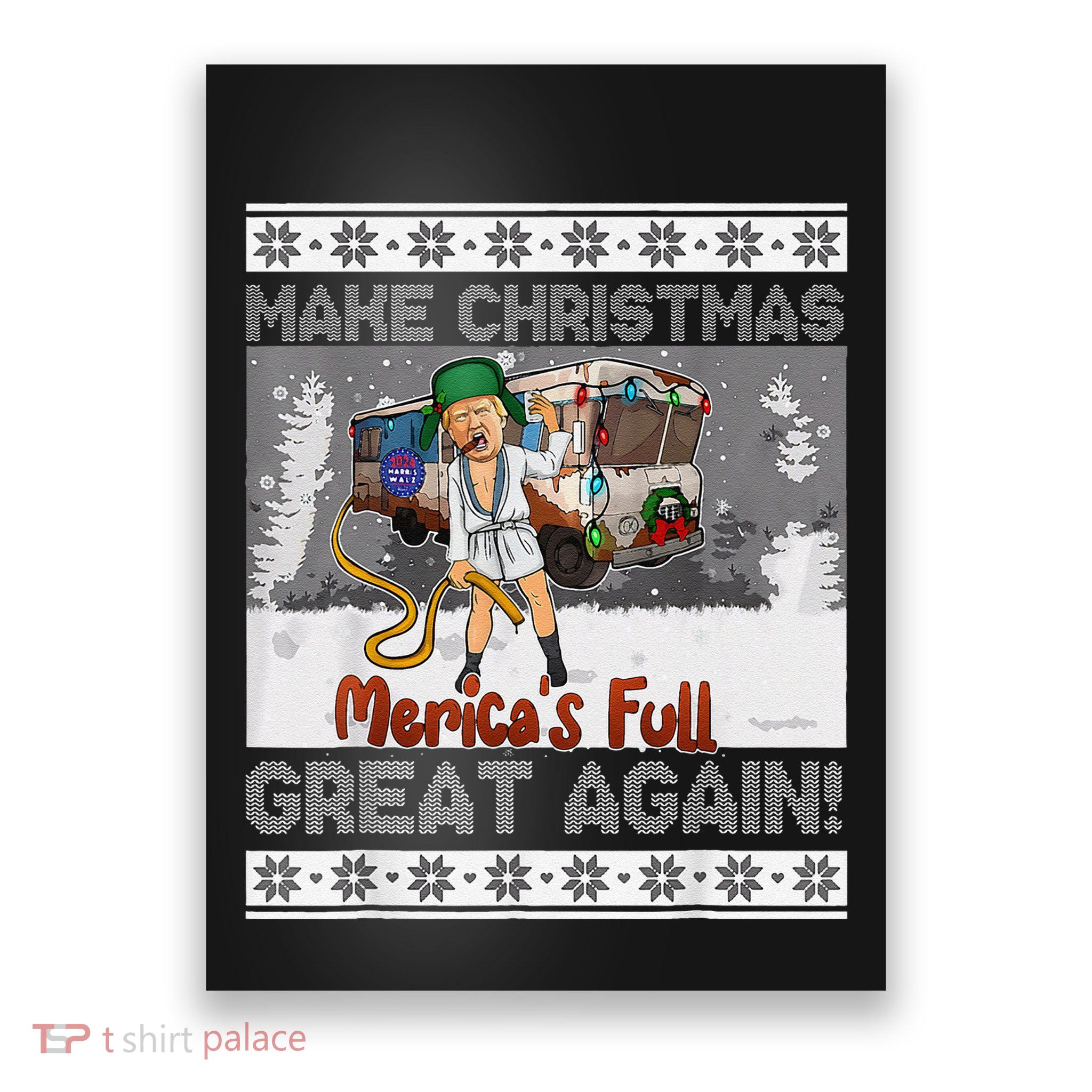 Sorry MericaS Full Funny Trump Maga Ugly Sweater Christmas Poster