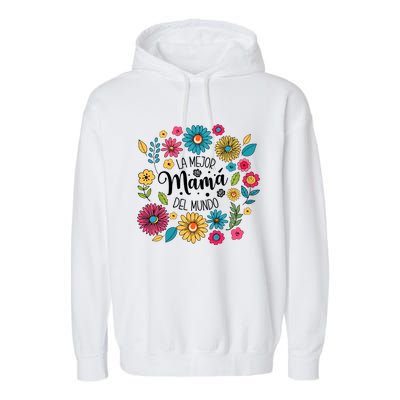 Spanish Mom Floral Flower Family Garment-Dyed Fleece Hoodie