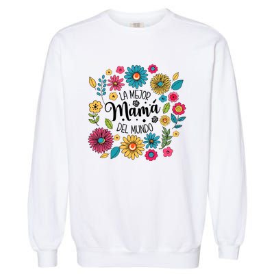 Spanish Mom Floral Flower Family Garment-Dyed Sweatshirt