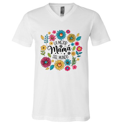 Spanish Mom Floral Flower Family V-Neck T-Shirt