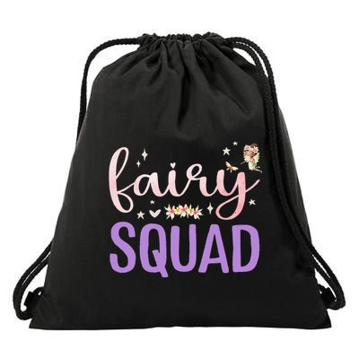 Squad Magical Floral Team Fairy Birthday Whimsical Fairytale Drawstring Bag