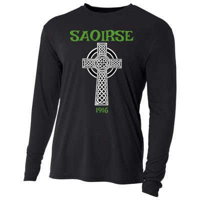 Saoirse meaning Freedom Irish Republican With Celtic Cross Cooling Performance Long Sleeve Crew