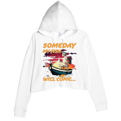 Someday My Fish Will Come Vintage 90s Crop Fleece Hoodie