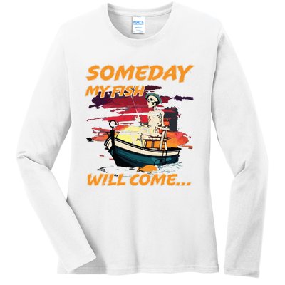 Someday My Fish Will Come Vintage 90s Ladies Long Sleeve Shirt