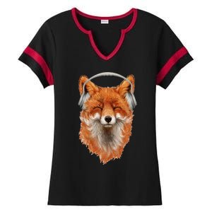 Smiling Musical Fox Ladies Halftime Notch Neck Tee