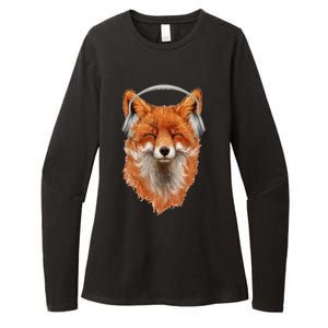 Smiling Musical Fox Womens CVC Long Sleeve Shirt