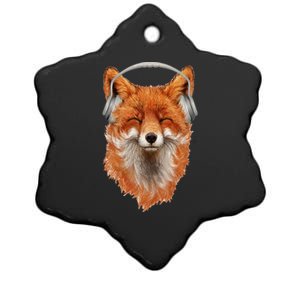 Smiling Musical Fox Ceramic Star Ornament