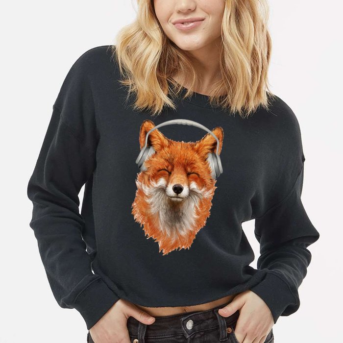 Smiling Musical Fox Cropped Pullover Crew