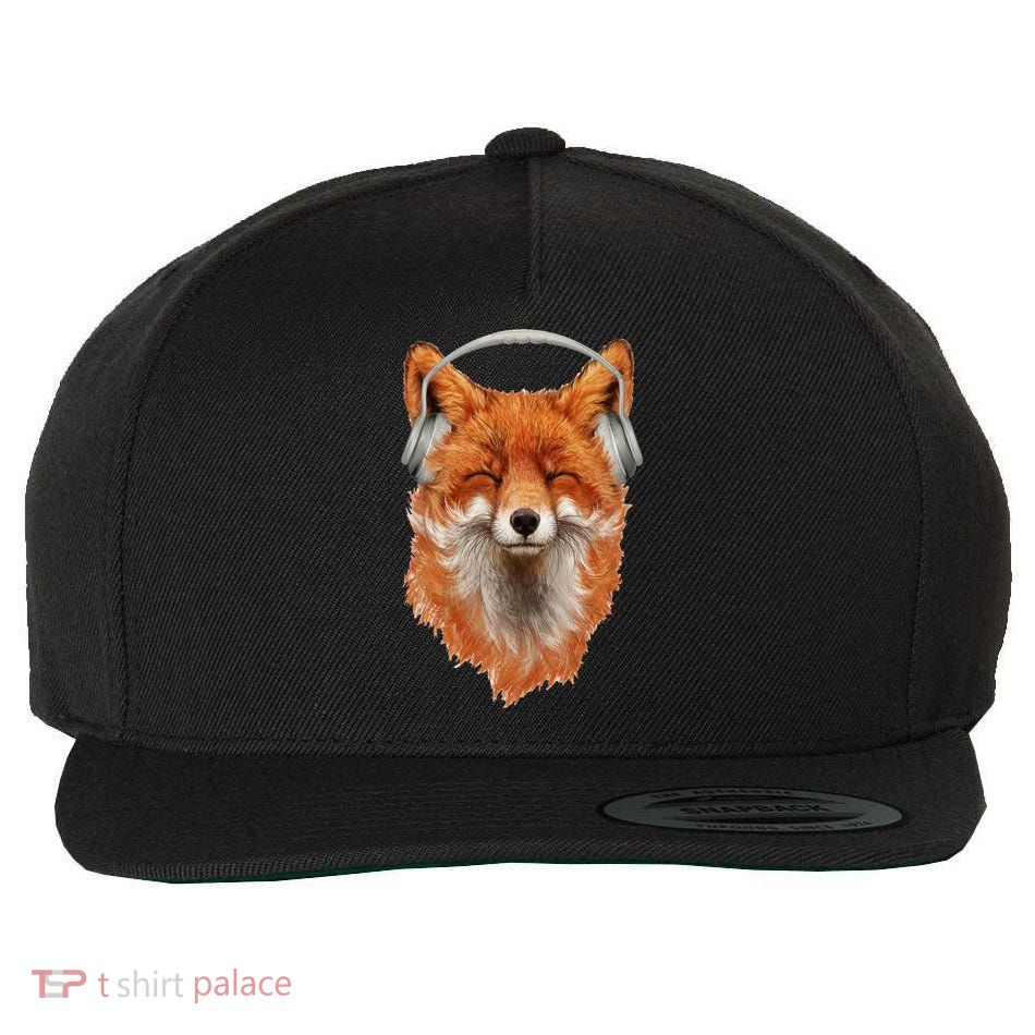 Smiling Musical Fox Wool Snapback Cap
