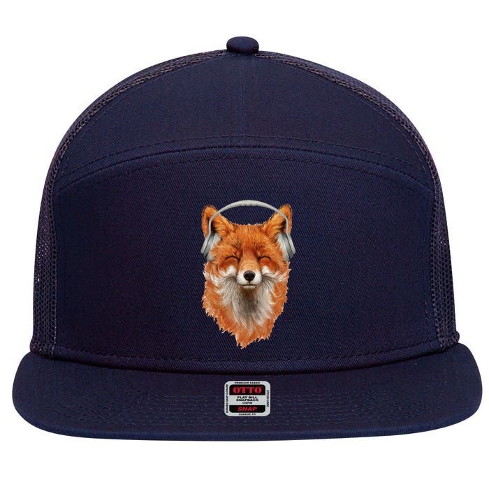 Smiling Musical Fox 7 Panel Mesh Trucker Snapback Hat