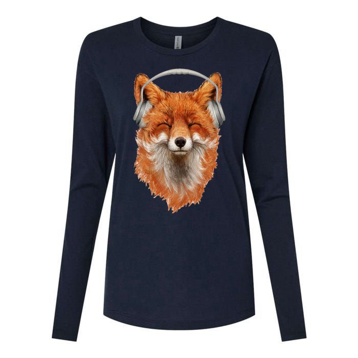 Smiling Musical Fox Womens Cotton Relaxed Long Sleeve T-Shirt