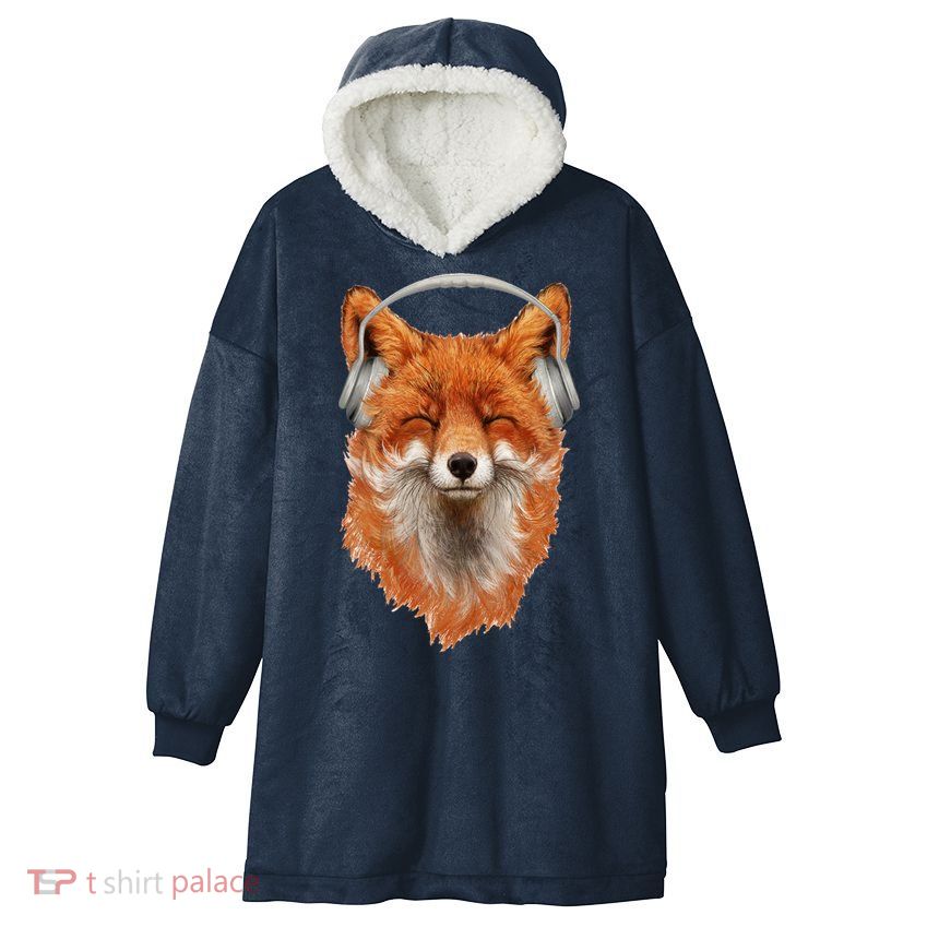 Smiling Musical Fox Hooded Wearable Blanket