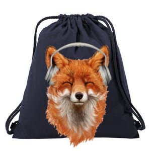 Smiling Musical Fox Drawstring Bag