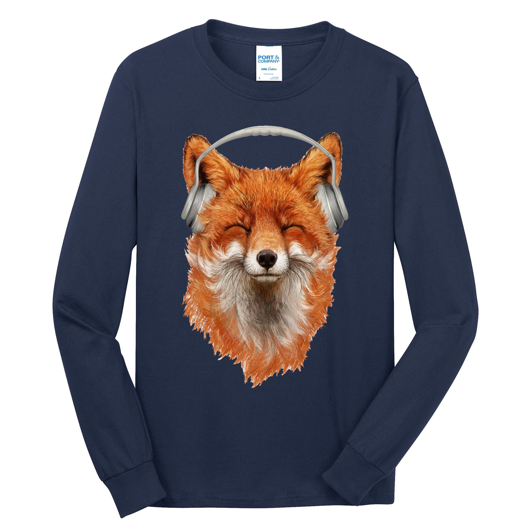 Smiling Musical Fox Tall Long Sleeve T-Shirt