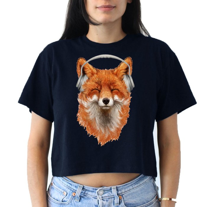 Smiling Musical Fox Crop Top