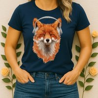 Smiling Musical Fox Womens T-Shirt