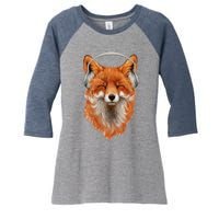 Smiling Musical Fox Women's Tri-Blend 3/4-Sleeve Raglan Shirt