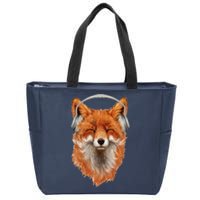 Smiling Musical Fox Zip Tote Bag