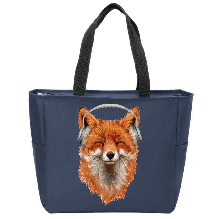 Smiling Musical Fox Zip Tote Bag