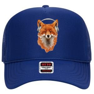 Smiling Musical Fox High Crown Mesh Back Trucker Hat