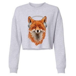 Smiling Musical Fox Cropped Pullover Crew