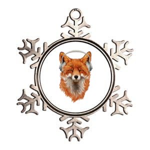 Smiling Musical Fox Metallic Star Ornament