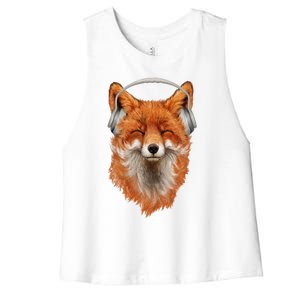 Smiling Musical Fox Women's Racerback Cropped Tank