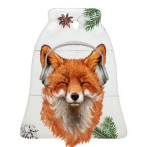 Smiling Musical Fox Ceramic Bell Ornament