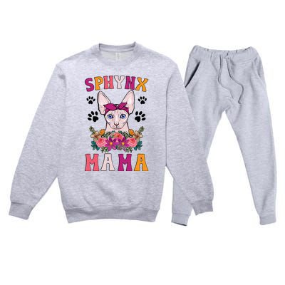 Sphynx Mama Flowers Sphynx Owner Sphynx Cat Mom Sphynx Girl Premium Crewneck Sweatsuit Set