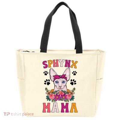 Sphynx Mama Flowers Sphynx Owner Sphynx Cat Mom Sphynx Girl Zip Tote Bag