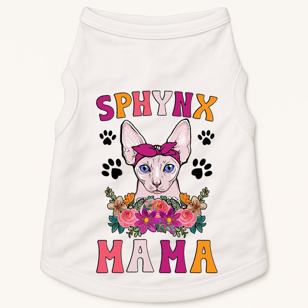 Sphynx Mama Flowers Sphynx Owner Sphynx Cat Mom Sphynx Girl Doggie Tank