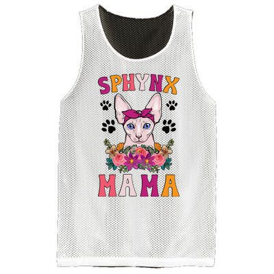 Sphynx Mama Flowers Sphynx Owner Sphynx Cat Mom Sphynx Girl Mesh Reversible Basketball Jersey Tank