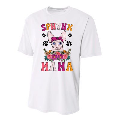 Sphynx Mama Flowers Sphynx Owner Sphynx Cat Mom Sphynx Girl Performance Sprint T-Shirt