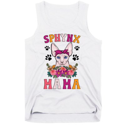 Sphynx Mama Flowers Sphynx Owner Sphynx Cat Mom Sphynx Girl Tank Top