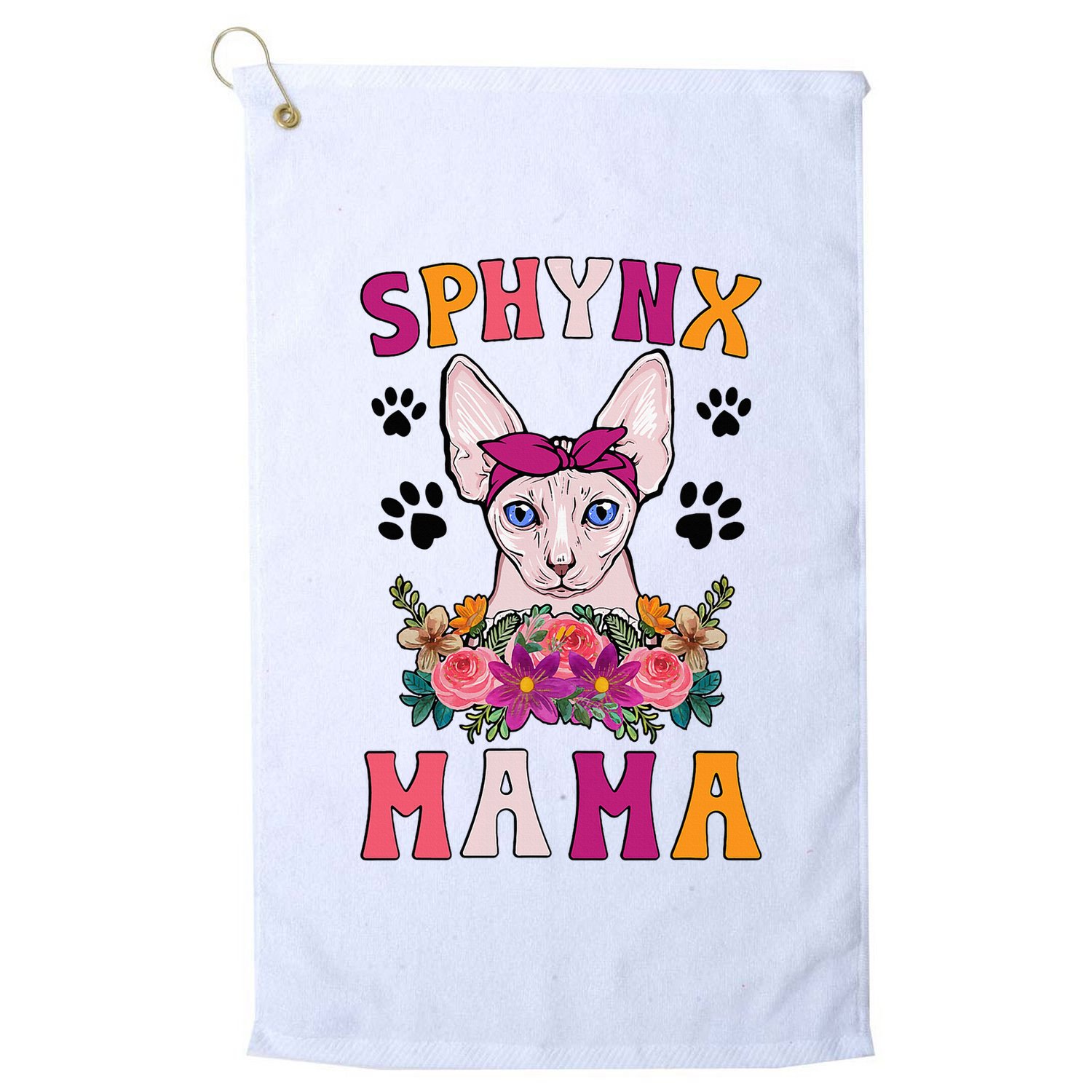 Sphynx Mama Flowers Sphynx Owner Sphynx Cat Mom Sphynx Girl Golf Towel