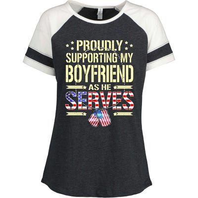 Support My Friend As He Serves Proud Army Friend Gift Cool Gift Enza Ladies Jersey Colorblock Tee