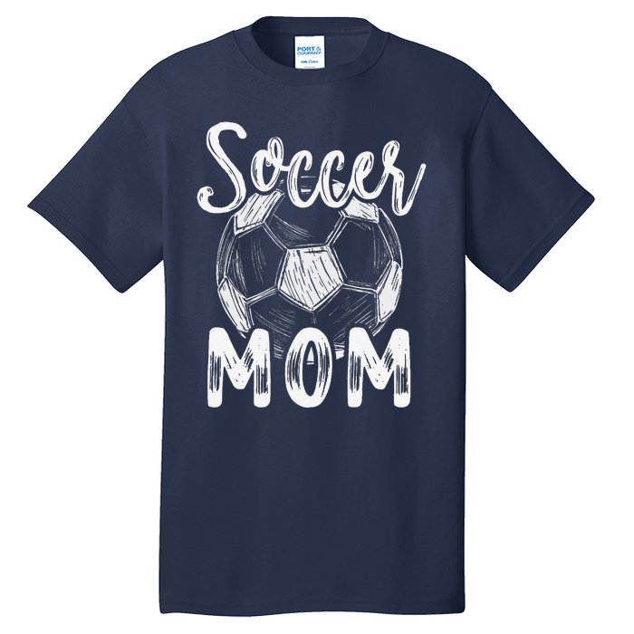 Soccer Mom For Women Family Matching Team Player Soccer Ball Tall T-Shirt