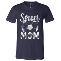 Soccer Mom For Women Family Matching Team Player Soccer Ball V-Neck T-Shirt