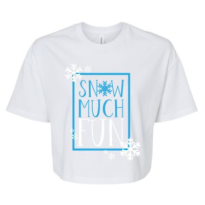 Snow Much Fun Winter Snowflakes Christmas Family Ski Trip Gift Bella+Canvas Jersey Crop Tee