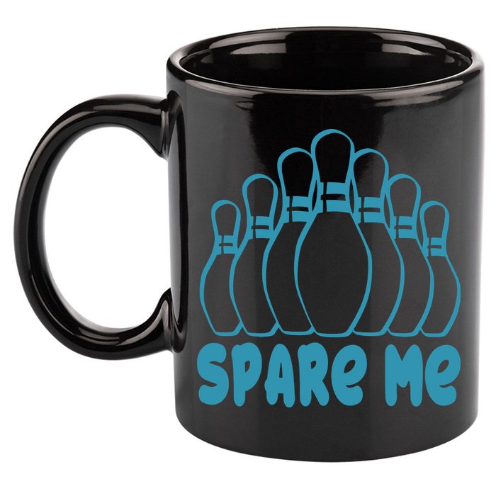 Spare Me Funny Bowling Gift With Bowling Pins 11oz C Handle Ceramic Mug