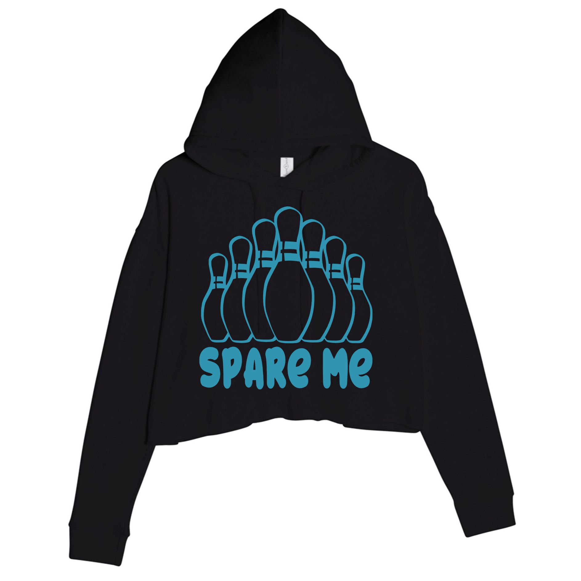 Spare Me Funny Bowling Gift With Bowling Pins Crop Fleece Hoodie