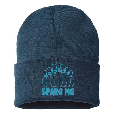 Spare Me Funny Bowling Gift With Bowling Pins Sustainable Knit Beanie