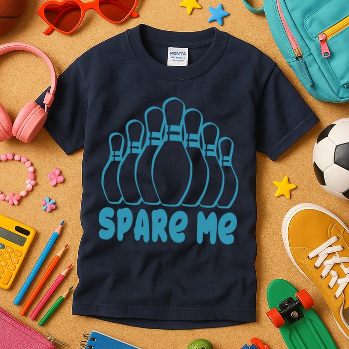 Spare Me Funny Bowling Gift With Bowling Pins Kids T-Shirt