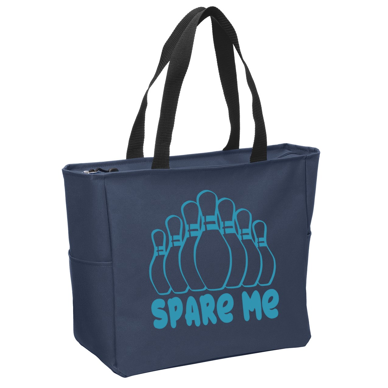 Spare Me Funny Bowling Gift With Bowling Pins Zip Tote Bag