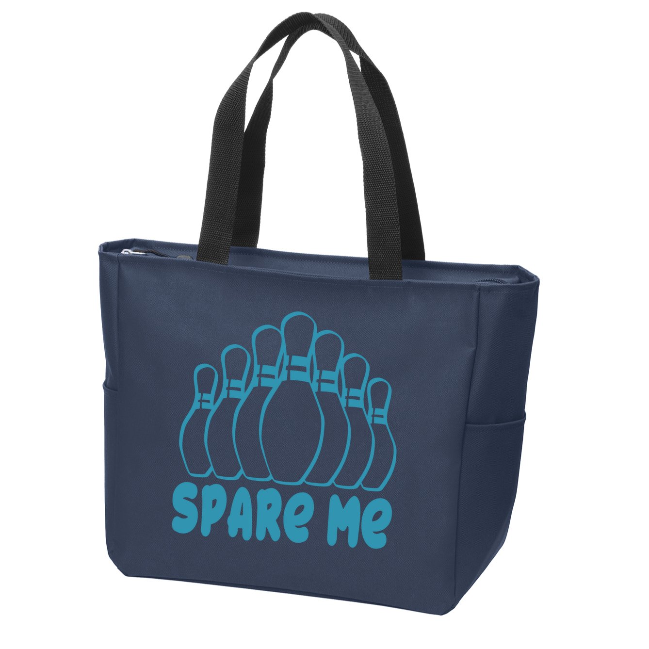 Spare Me Funny Bowling Gift With Bowling Pins Zip Tote Bag