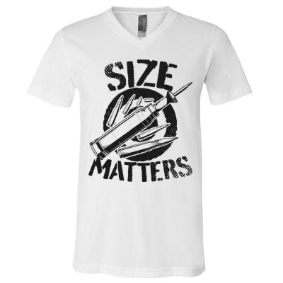 Size Matters funny military joke tanker army ammunition V-Neck T-Shirt
