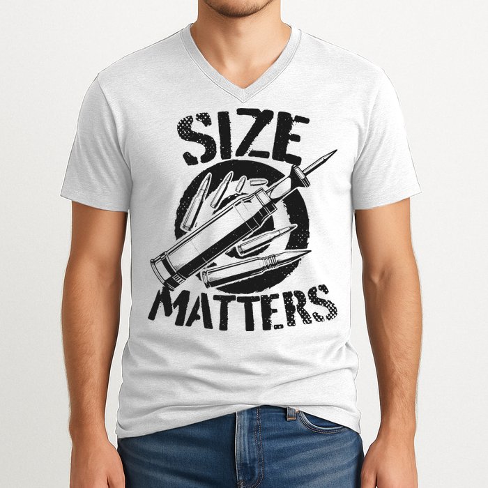 Size Matters funny military joke tanker army ammunition V-Neck T-Shirt
