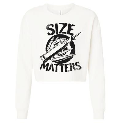 Size Matters funny military joke tanker army ammunition Cropped Pullover Crew